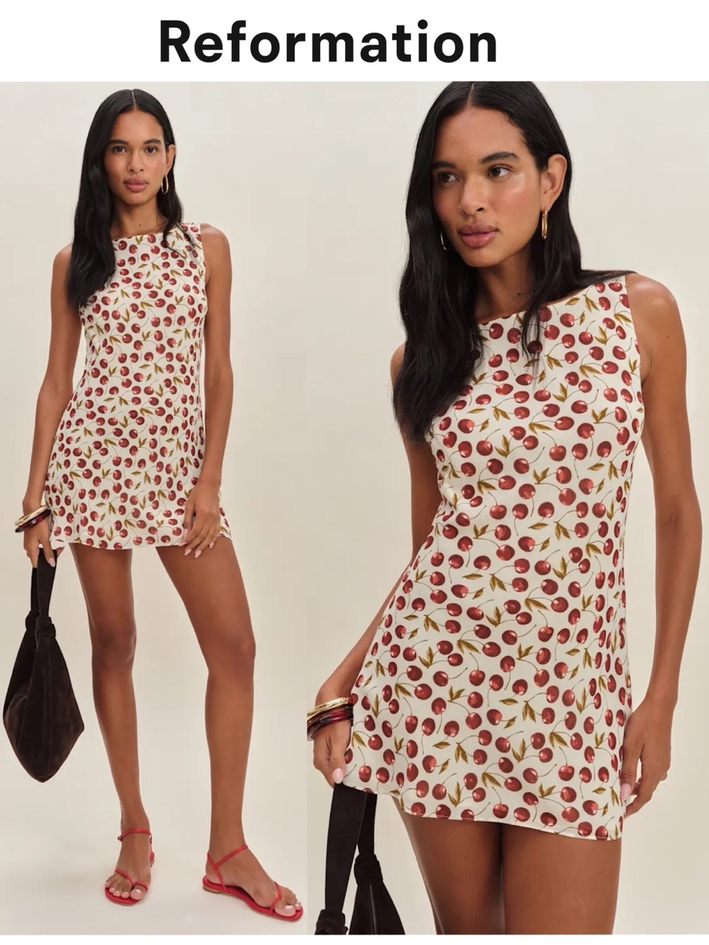 NWT Reformation Dale Dress XS Cheesecake Cherry Print Mini Cottagecore Coquette - Picture 1 of 16